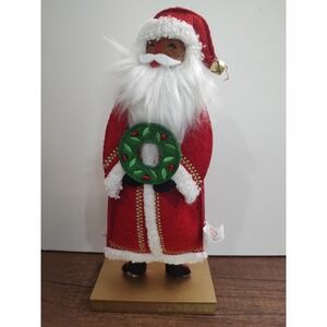 2024 Target Wondershop Fabric & Wood African American Santa Christmas Mantle NEW